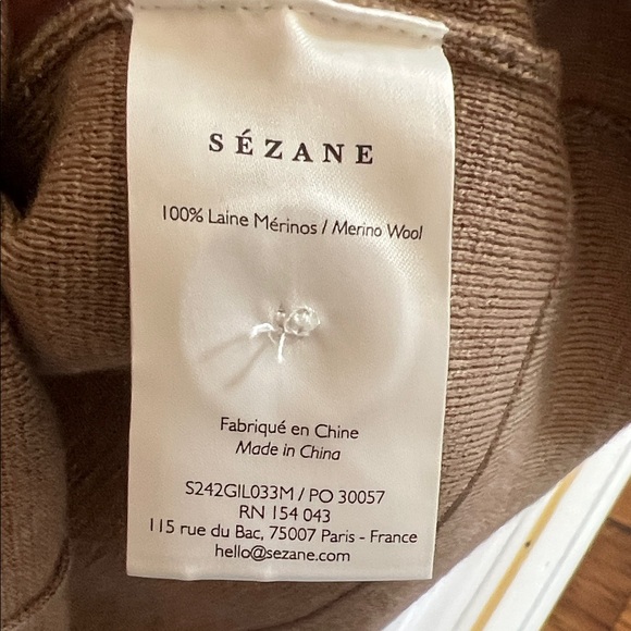 Sezane Camel Cardigan with White Detailing - Picture 4 of 6